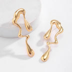 Asymmetrical Water Drop Stud Earrings Gold