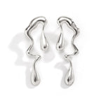 Asymmetrical Water Drop Stud Earrings Silver