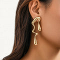 Asymmetrical Water Drop Stud Earrings Gold