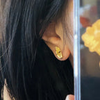 Buddha Hand Stud Earrings Gold