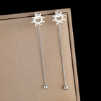 Dangling Sun Stud Earrings Silver