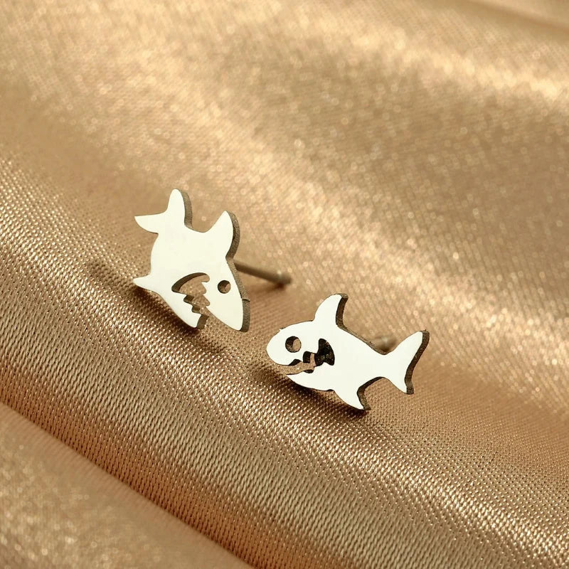 Shark Stud Earrings silver