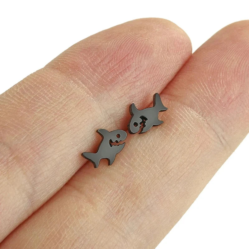 Shark Stud Earrings black