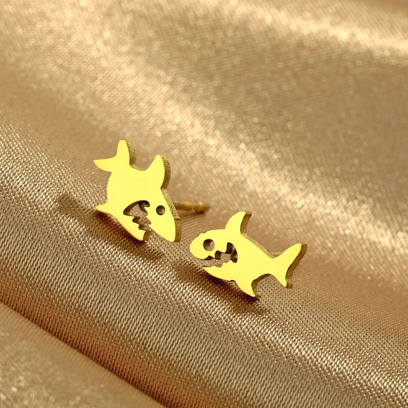 Shark Stud Earrings gold