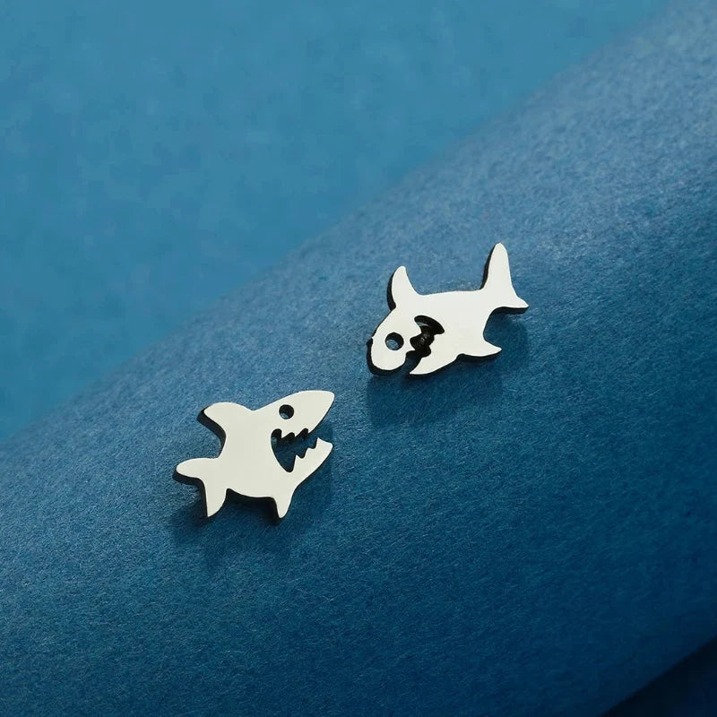 Shark Stud Earrings silver