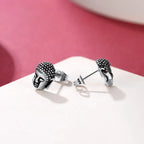 Silver Buddha Head Stud Earrings