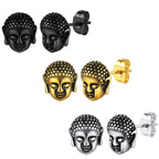 Gold Buddha Head Stud Earrings