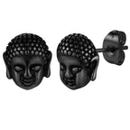 Black Buddha Head Stud Earrings