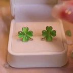 Four-Leaf Clover Stud Earrings in Green