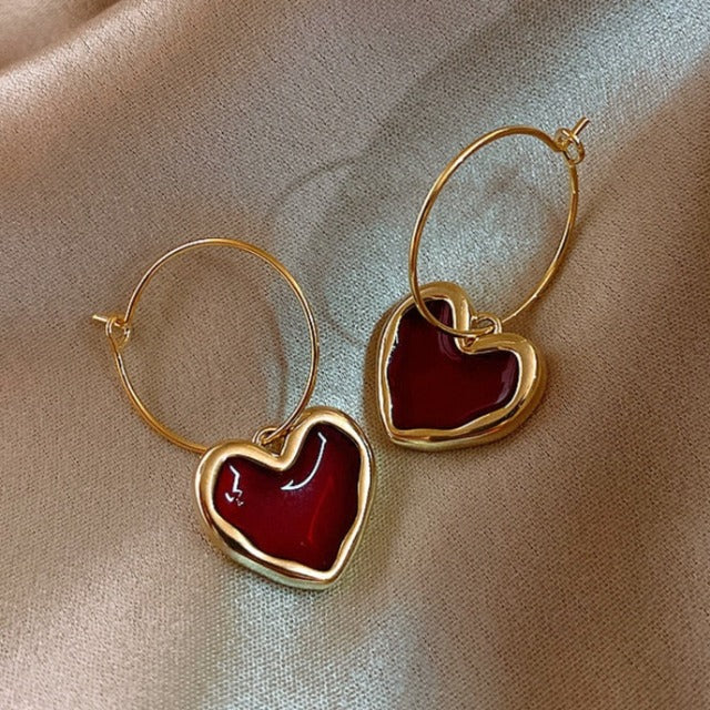 Red Heart Earrings for Women