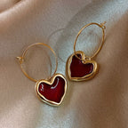 Red Heart Earrings for Women
