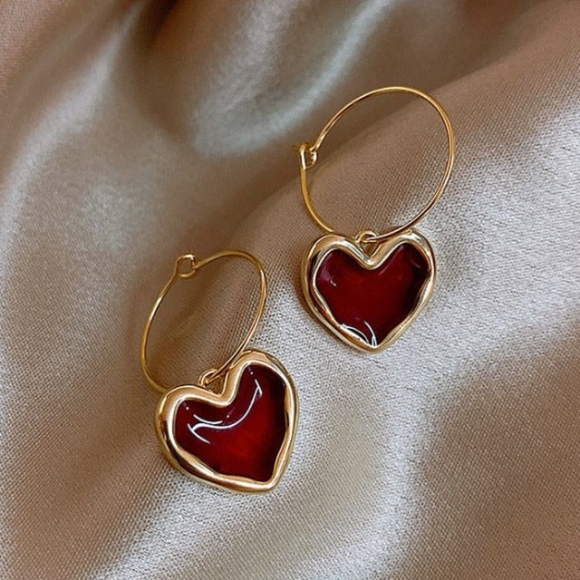 Red Heart Earrings for Women
