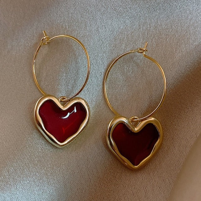 Red Heart Earrings for Women