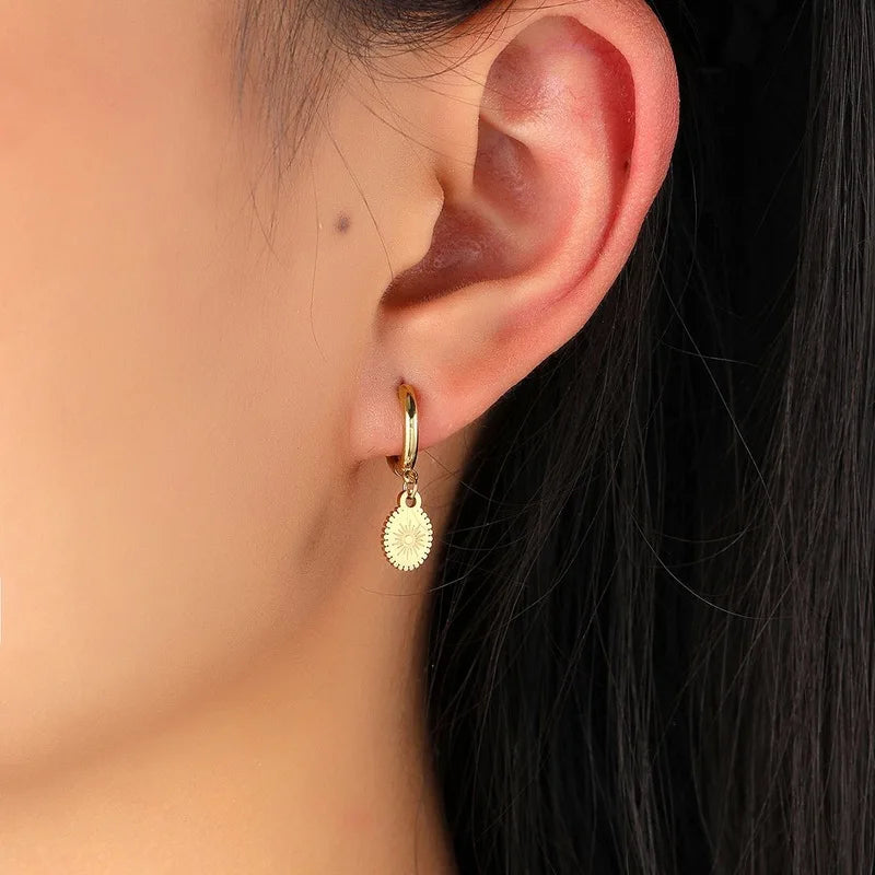 Compass Hoop Earrings, Compass Rose Hoop Earrings for Women