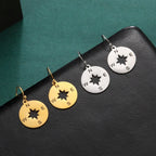 Compass Dangle Earrings Compass Rose Wind Rose Women silver