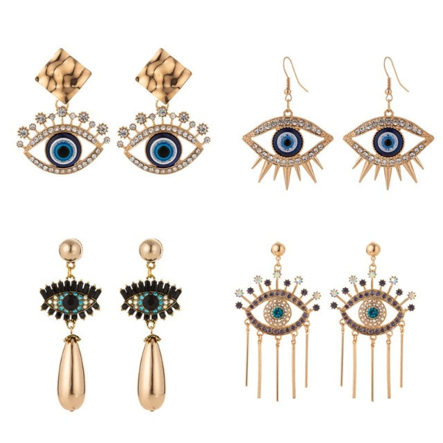 Blue Greek Turkish Evil Eye Earrings Mataki Matiasma