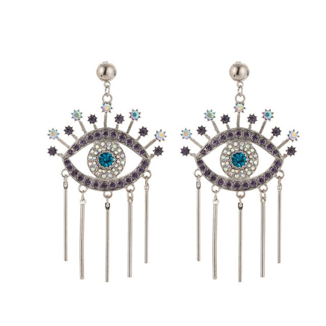 Blue Greek Turkish Evil Eye Earrings Mataki Matiasma style 1 silver