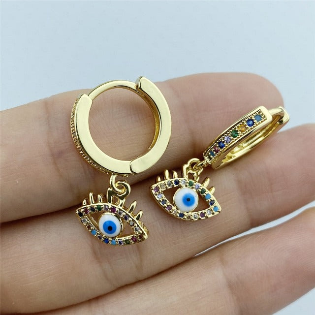 Blue Greek Turkish Mati Mataki Evil Eye Earrings