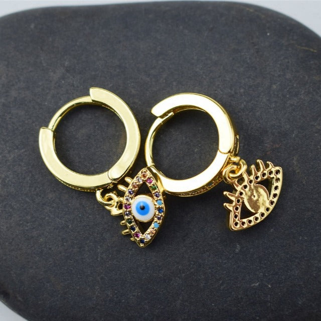 Blue Greek Turkish Mati Mataki Evil Eye Earrings