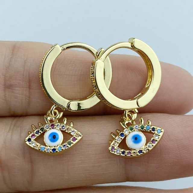 Blue Greek Turkish Mati Mataki Evil Eye Earrings