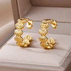 Women's shell earrings in gold