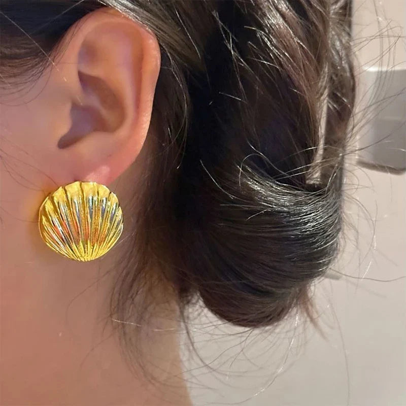Gold Scallop Shell Earrings