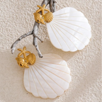 Shell pearl-colored earrings and starfish