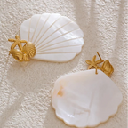 Shell pearl-colored earrings and starfish