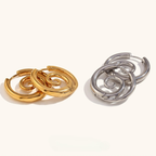 Gold spiral motif hoop earrings