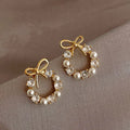 Hoop Earrings with Pearls and Bow