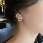 Hoop Earrings with Pearls and Bow