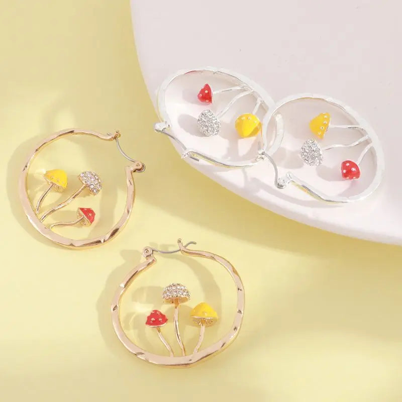 Mushroom Gold Hoop Earrings