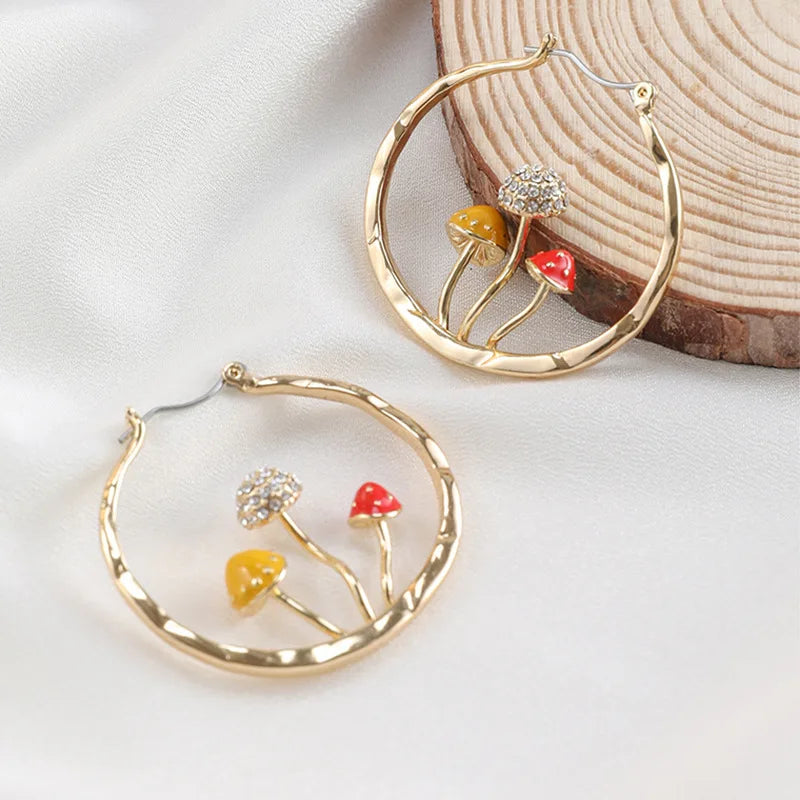 Mushroom Gold Hoop Earrings