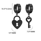 Key and padlock hoop earrings