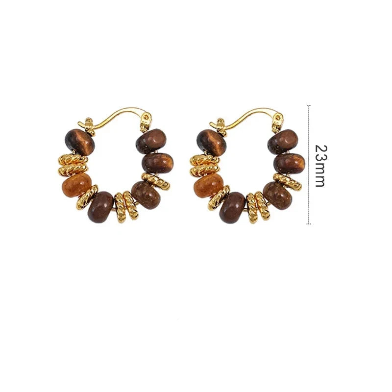 Women's Hoop Earrings with Tiger's Eye