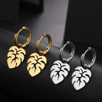 Palm Leaf Hoop Earrings silver