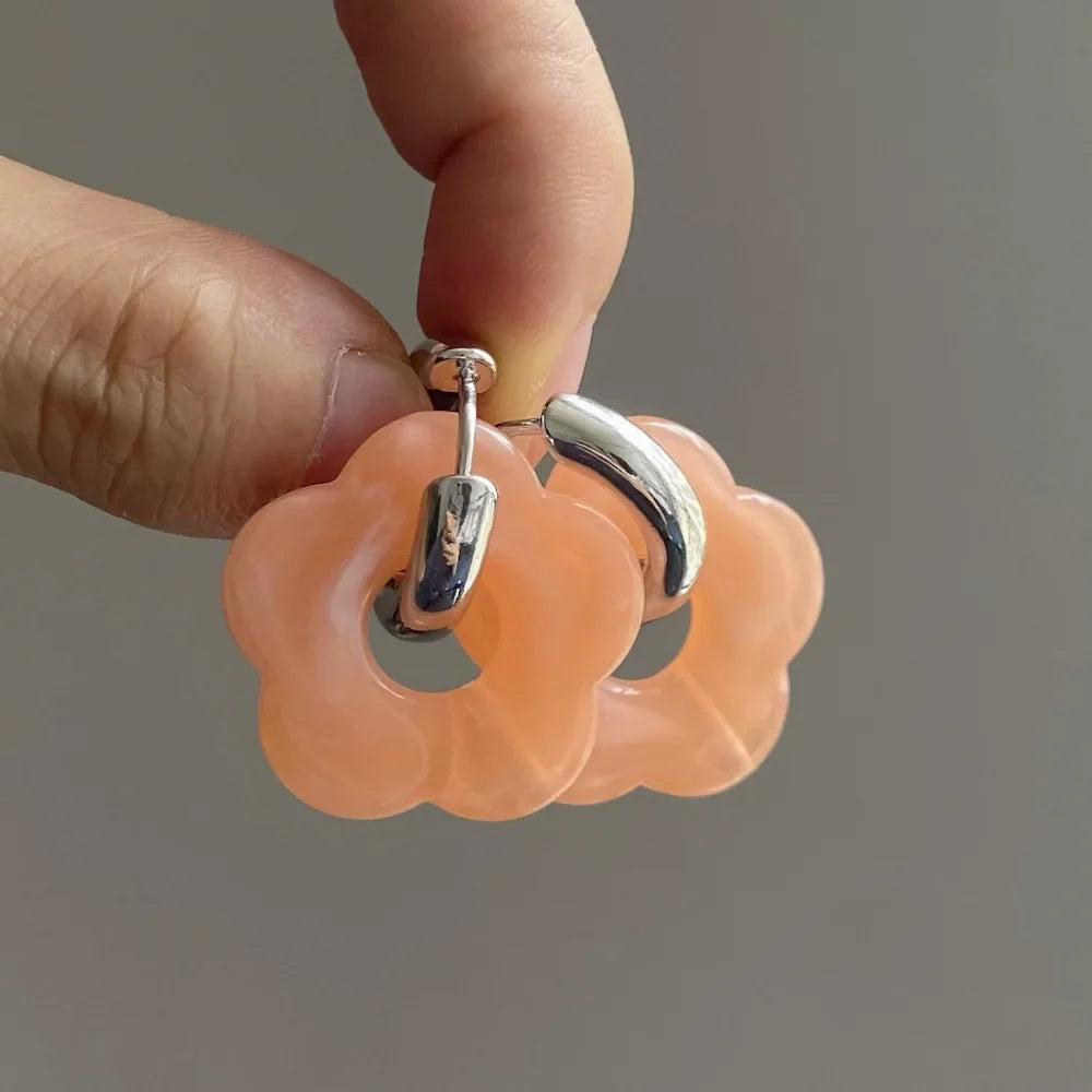 Resin Flower Hoop Earrings