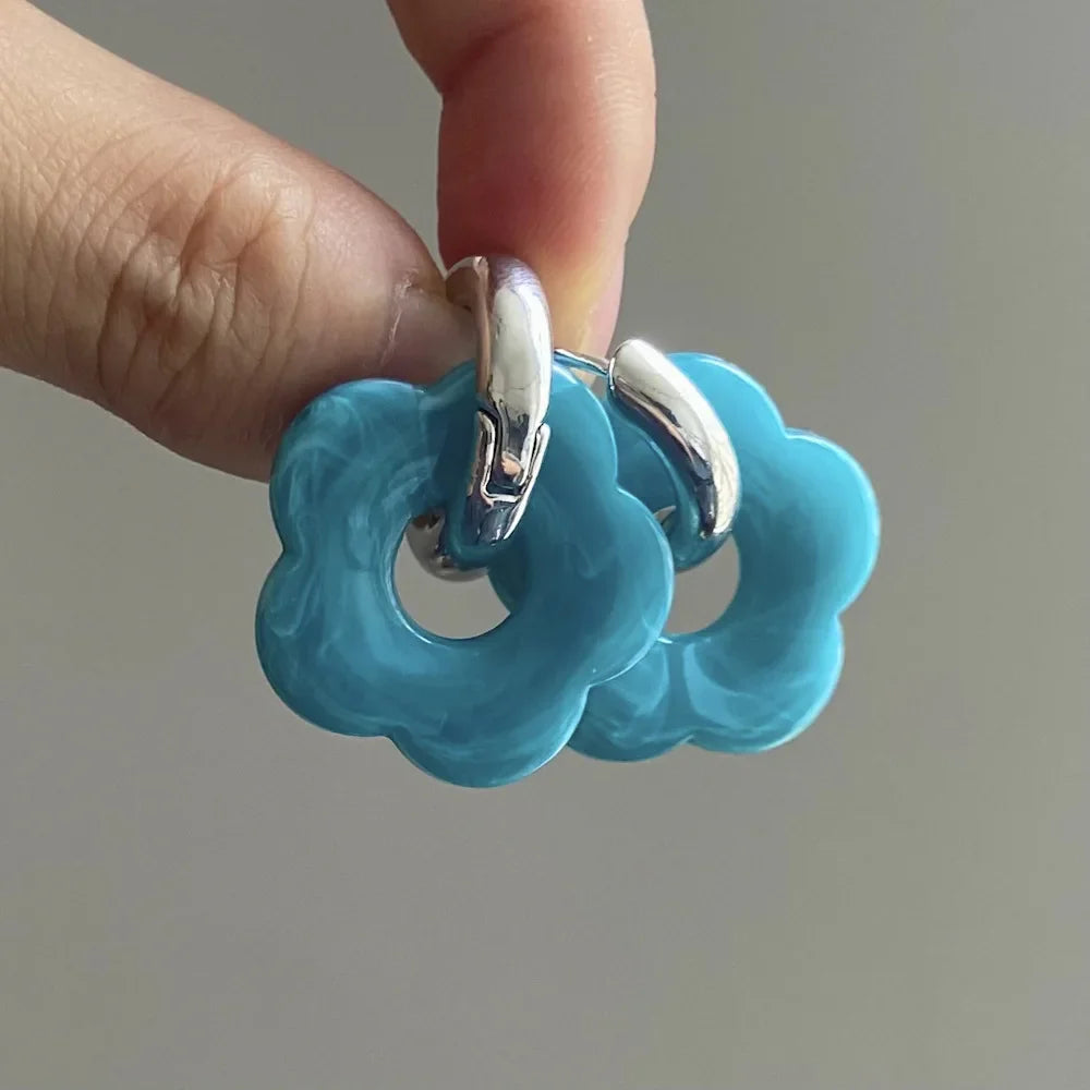 Resin Flower Hoop Earrings
