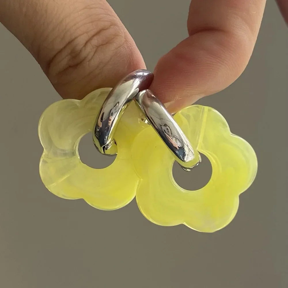 Resin Flower Hoop Earrings