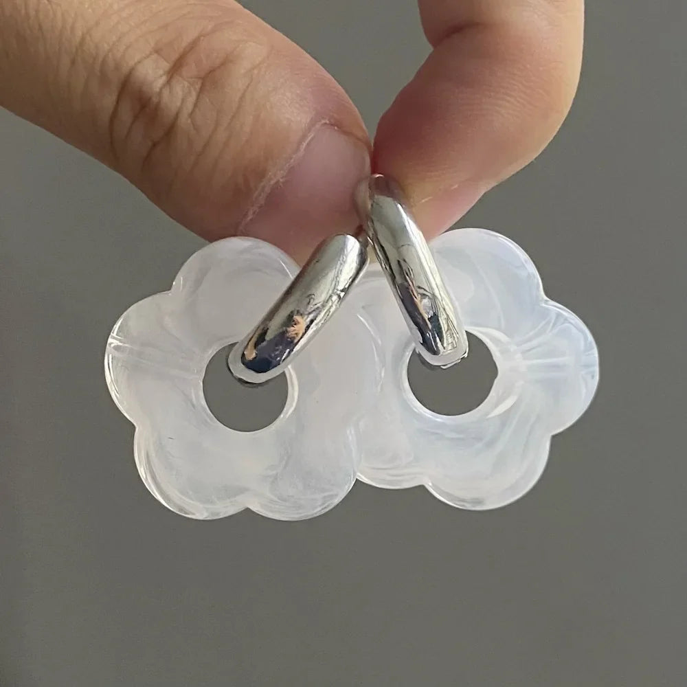 Resin Flower Hoop Earrings