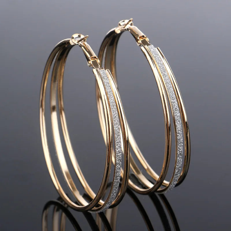 Retro gold-colored hoop earrings