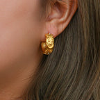 Retro Sun Hoop Earrings Gold