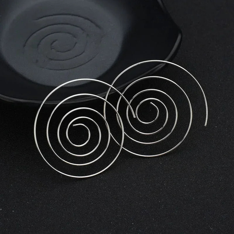 Women's Spiral Hoop Earrings silver