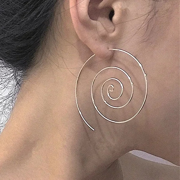 Women's Spiral Hoop Earrings silver
