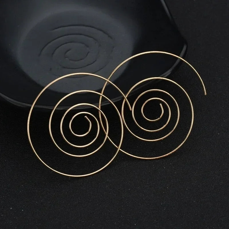 Women's Spiral Hoop Earrings gold