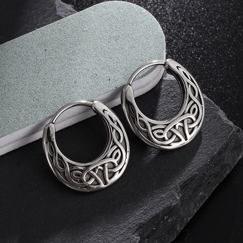 Nordic Viking Hoop Earrings silver