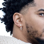 Discreet Cross Earrings for Men and Women, style 1