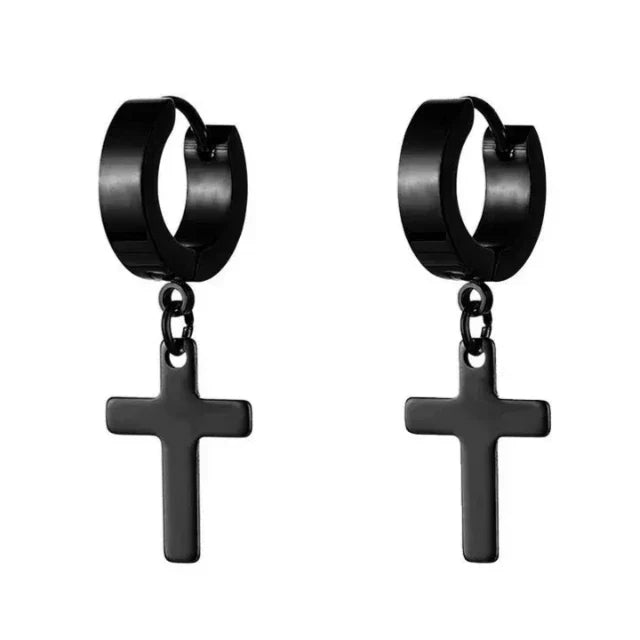 Cross Earrings for Men and Women in Black