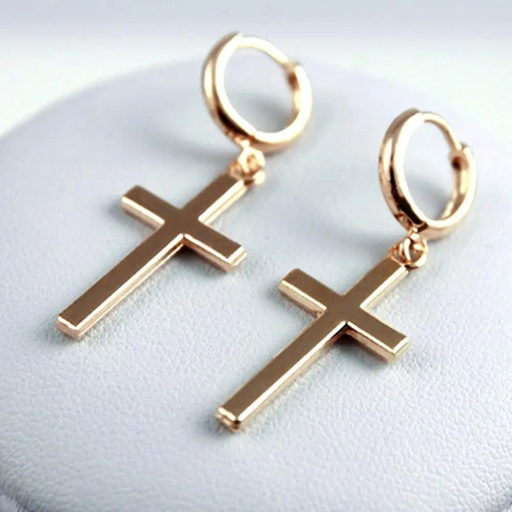 Cross Dangle Earrings gold