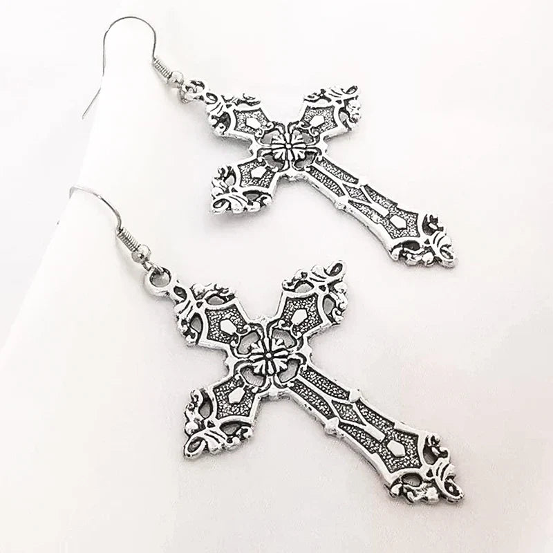 Gothic-Style Cross Earrings for Women